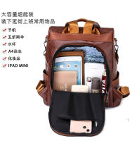 Mochila antirrobo de cuero vintage para mujer, mochila de trabajo de gran capacidad, mochila de hombro informal para mujer - details 8