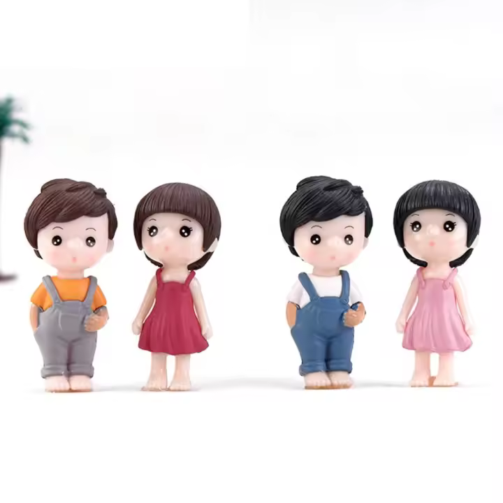 Regalo de Navidad DIY, Mini bonsái bonito para casa de muñecas, pequeños amantes, figurita de pareja en miniatura, muñeca artesanal, adorno para niño y niña - 1