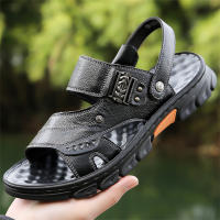 Zapatillas de hombre nuevas de verano con suela suave para papás de mediana edad y mayores, sandalias de playa de doble propósito para hombre - details 11
