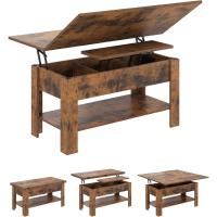 Mesa de Centro Regulable en Altura, Almacenamiento Oculto, 3 en 1, Multifunción, Mesa de Salón, Mesa de Café, Compartimento Abierto, Mesa de Comedor, para Salón, Oficina, Blanco - details 21