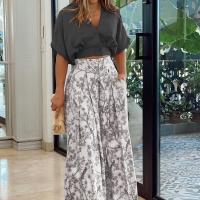 Conjunto de manga corta con estampado plisado y elegante para mujer 2025 - details 4