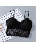 Top de Encaje Sexy sin Mangas para Mujer Verano Top Sólido sin Relleno Bralette - details 6