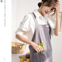 Delantal de cocina de estilo japonés nuevos, delantales de jardinería resistentes a las manchas con espalda cruzada, delantal de lino y algodón para mujer para adultos y niños - details 17