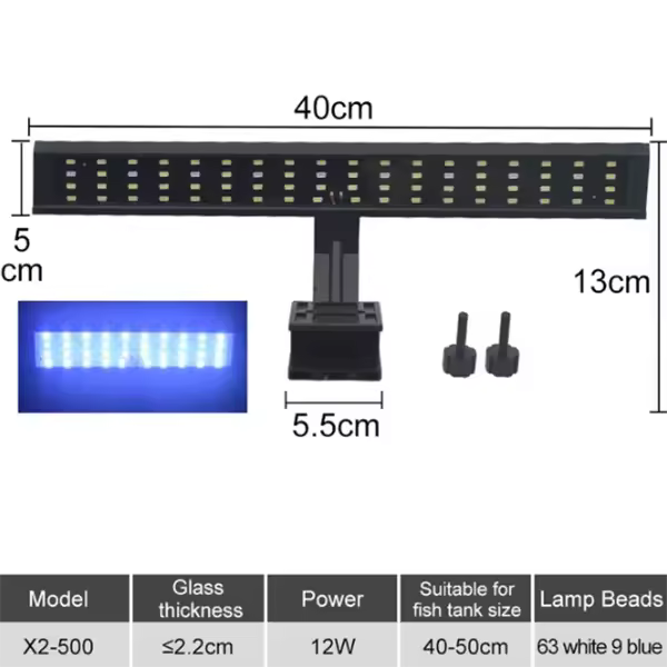 Luz LED para plantas de pecera, lámpara de Clip para cultivo, Coral acuático, iluminación de pecera, interruptor de 3 colores, 220V, 10-55cm - 1