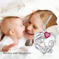 Collar para Madre E Hija en Plata de Ley 925 con Colgante de corazón y pies de Mamá y Bebe, Gift PARA EL Día DE LA Madre, para mamá y abuela. - details 0