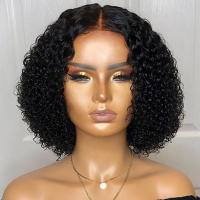 Pelucas de cabello humano con frente de encaje negro, peluca rizada profunda prearrancada para mujeres, fiesta de Cosplay, viaje - details 6