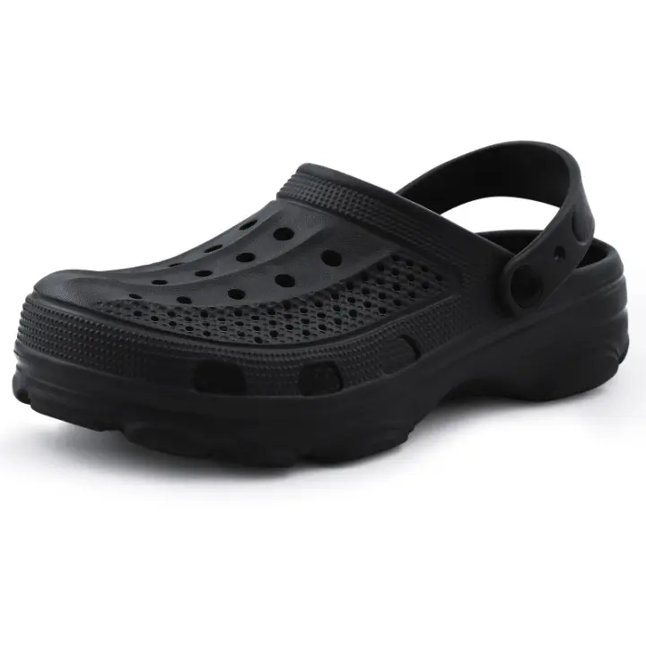Moda hombres zuecos zapatillas Casual agujero sandalias de playa al aire libre hombres zapatos de jardín verano suave sandalias hogar baño diapositivas - 1