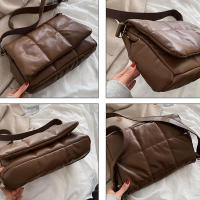 Bolso de hombro acolchado a cuadros, bolso de diseñador para mujer, bolsos de compras cruzados con solapa de cuero PU, invierno - details 28