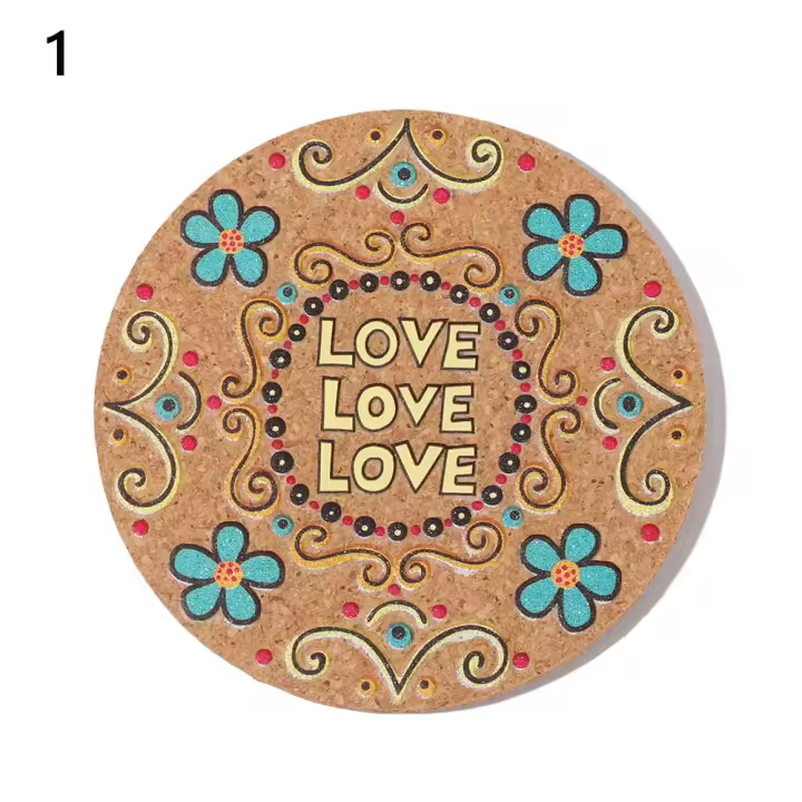 Posavasos de corcho antideslizante, redondo para tapete taza de café, olla de aislamiento térmico, alfombrillas para taza de té y bebida, almohadillas para tazón, vajilla para el hogar, decoración, 1 pieza - 1