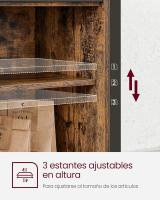 Aparador, Armario de Cocina, Armario de Almacenamiento, con 2 Puertas Correderas, 33 x 100 x 80 cm, Estantes Ajustables, para Salón, Marrón Rústico y Negro - details 6