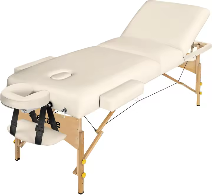 Mesa de Masaje de Madera Camilla Plegable Profesional Ajustable para Fisioterapia, Quiromasaje, Tatuajes, Reiki, Estética Blanco 218x102x65-90 cm - 1