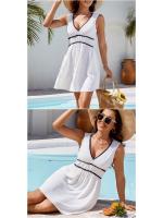 Vestido de mujer 25 primavera y verano nuevo vestido reductor de cintura sin mangas con cuello en V informal cómodo - details 2