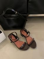 Nicho francés tacones altos sandalias simples de punta abierta zapatos de mujer nuevo tacón grueso con falda zapatos romanos - details 2