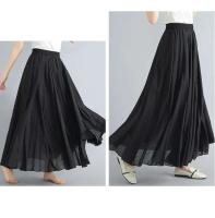 Verano negro algodón en mujeres Maxi Faldas Ropa Mujer parte baja holgada Haruku Saia Casual Boho Falda larga Ropa de Mujer - details 6