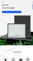 Lámpara Solar de 100/200/300W para exteriores, foco impermeable, luz Led para exteriores con Control remoto, farola Solar, Control de luz - details 0