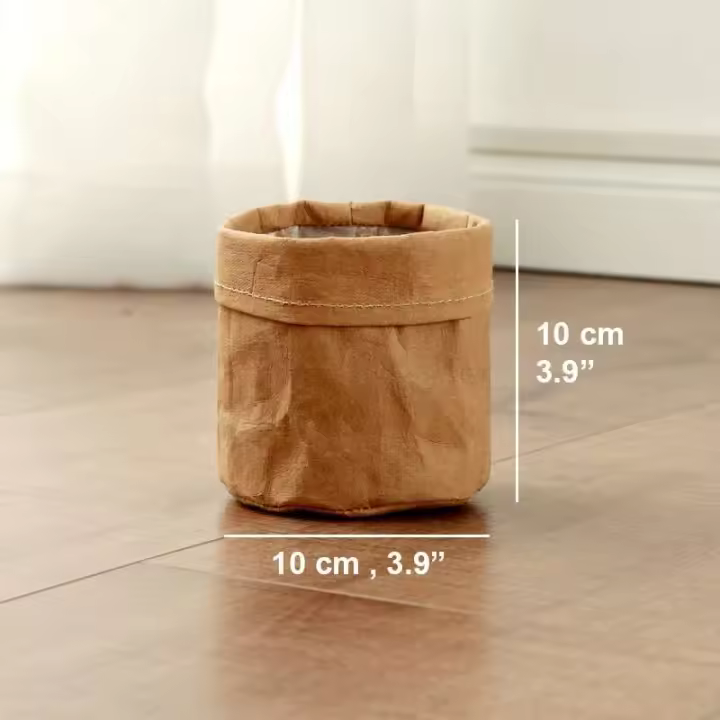 Cesta de lámpara de tela lavable de papel kraft Retro, cubierta de cesta de flores, portalápices, artículos para el hogar para maquillaje de escritorio - 1