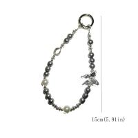 Abalorio para teléfono, cordón plateado galvanizado, luz de lujo, antipérdida, lazo de amor, colgante para teléfono, cordón para teléfono móvil con cuentas Ins - details 0