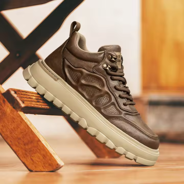 Zapatillas Deportivas de Cuero Premium Retro Versátiles Suela Gruesa Antideslizante para Hombres - 1