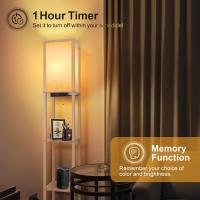 Lámpara de Pie con Carga y Control Remoto Estante de Madera LED Regulable de 4 Temperaturas de Color Incluye Bombilla Para Sala de Estar, Dormitorio, Oficina Decoración Vintage - details 4