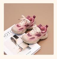 Zapatos informales con cordones para niños y niñas, zapatillas deportivas transpirables de malla de aire, antipatadas, a la moda, para correr, color rosa y gris - details 2