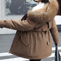 Parka cálida de invierno, abrigo de algodón polar con capucha de piel y bolsillos para clima frío al aire libre - details 1
