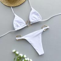 Nuevo Bikini Sexy de Color sólido con cordones dividido traje de baño de dos piezas para mujer - details 4