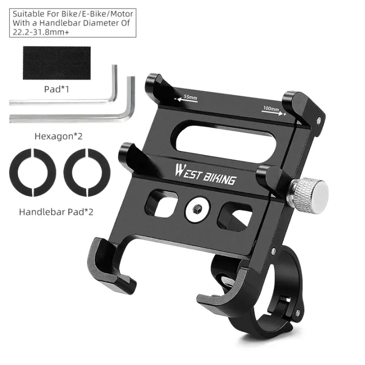 WEST BIKING-Soporte de teléfono para bicicleta, accesorio de aleación de aluminio CNC, antideslizante, para Smartphone eléctrico y motocicleta - 1
