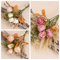Ramo de rosas artificiales Multicolor, pétalos de seda, accesorios de flores de rosas de simulación DIY, accesorios para fotos, decoración del hogar de flores de imitación - details 7