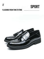 Zapatos de cuero de negocios de color sólido, mocasines brillantes de moda para hombres, la versión coreana es simple. - details 3