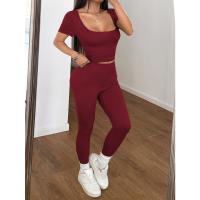 Yoga deportivo europeo y americano traje de dos piezas de color sólido ropa de mujer 2025 primavera y verano correr fitness ropa deportiva - details 9
