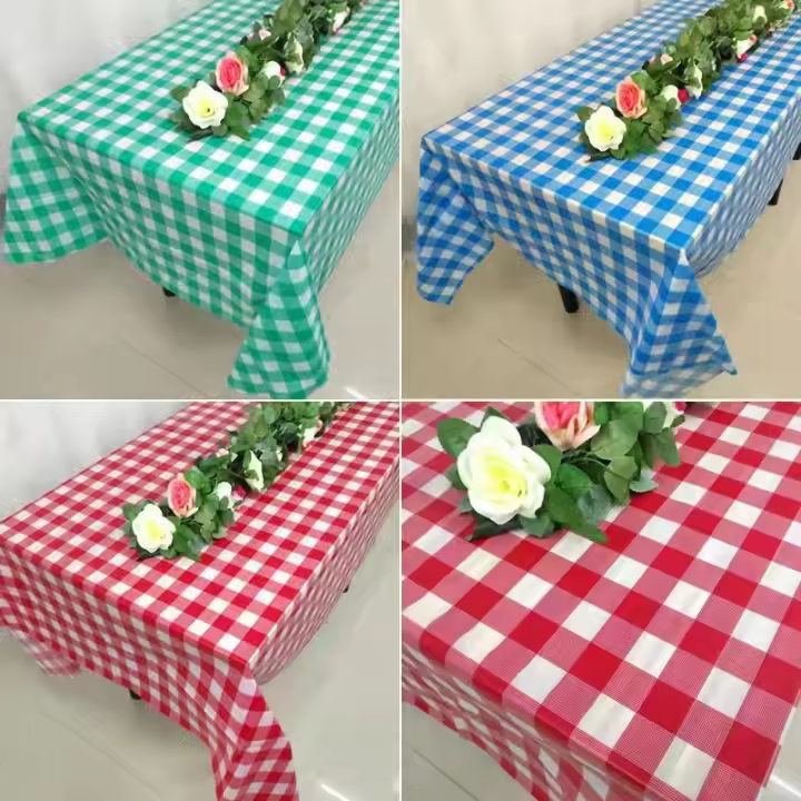 MIYU manteles de mesa de Picnic a cuadros de plástico, cubierta rectangular, decoración de fiesta de cumpleaños, mantel desechable de PEVA - 1