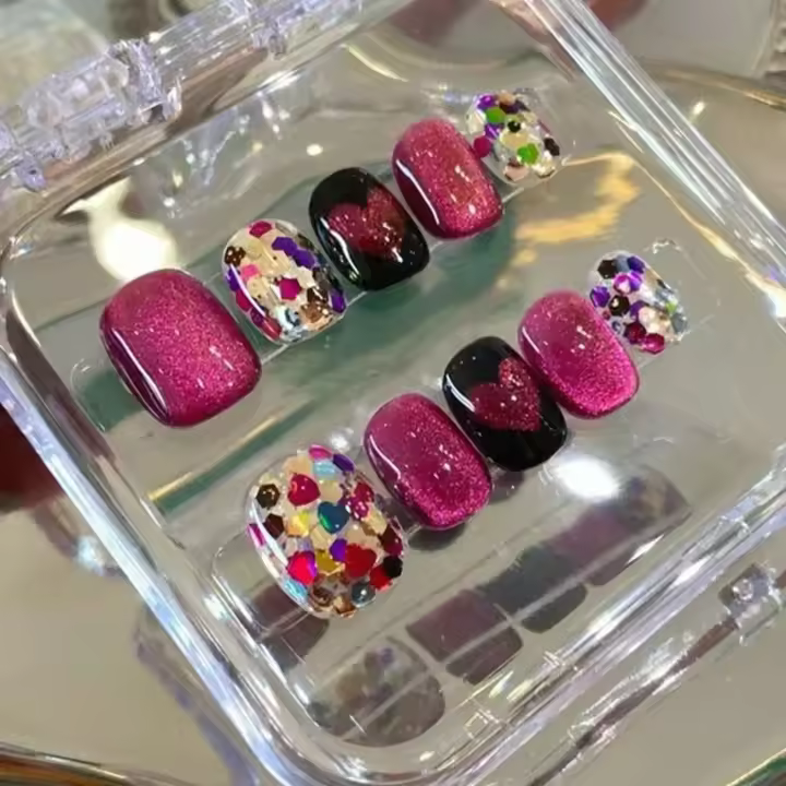 Uñas Postizas de Gato Ojos de Dragón 10pcs Cristal Blanco Hecho a Mano Estilo Y2K para Mujeres - 1