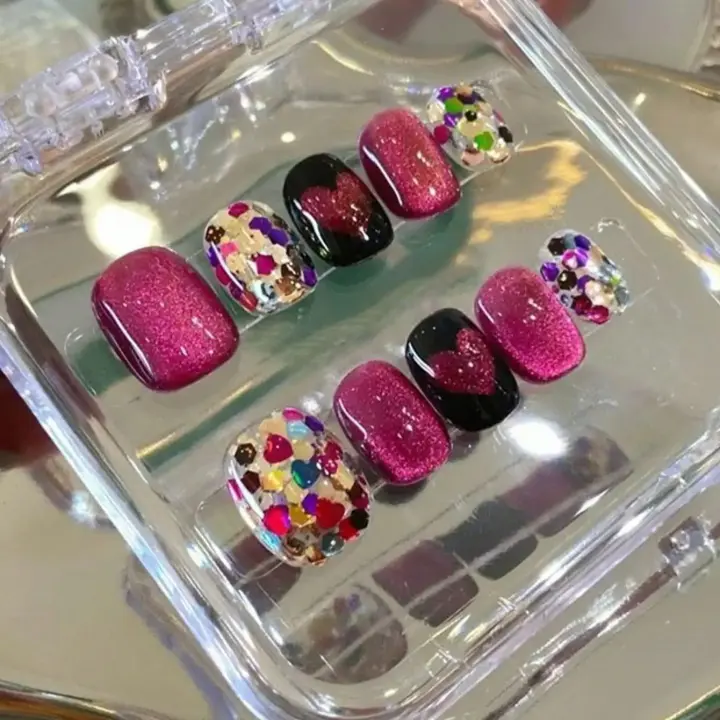 Uñas Postizas de Gato Ojos de Dragón 10pcs Cristal Blanco Hecho a Mano Estilo Y2K para Mujeres - 1
