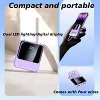 Viene con un banco de energía de 4 cables, 20000mAh, gran capacidad de carga rápida, carga Flash, ultradelgado - details 4
