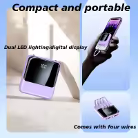 Viene con un banco de energía de 4 cables, 20000mAh, gran capacidad de carga rápida, carga Flash, ultradelgado - details 4