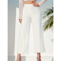 Pantalones de pierna recta para mujer, cintura alta, ropa blanca elegante, pantalones de moda coreana - details 2
