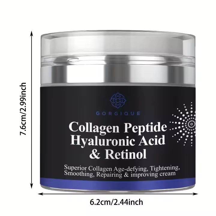 Crema de péptidos de colágeno, ácido hialurónico antiarrugas y retinol, reafirmante y reafirmante, cuidado de la piel, crema hidratante facial - 1