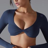 Nuevos deportes de manga larga Fiess para mujer, cuello en V profundo, ajustado, transpirable, estilo Ins, ropa de Yoga al aire libre, Tops cortos - details 27