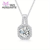 Elegante Collar de Colgante de Moissanita de Plata Esterlina 925 Estilo Lindo para Novias - details 1