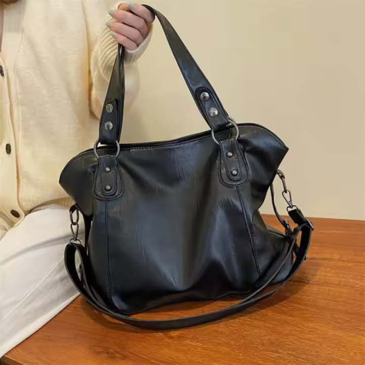 Bolso Cruzado de Cuero Suave Grande Diseño Versátil para Mujeres Bolso Messenger Blanco de Tamaño Grande Bolso de Mano Casual - 1