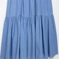 Vestido de Verano de Denim Largo con Correas Decoradas Vestido Suelto, Sin Espalda, Dulce y Fresco para Mujeres - details 9
