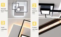 Goeco Lámpara de Techo LED Moderna Brillante, Ajustable, Control Remoto Aluminio, Acabado Lacado - details 9