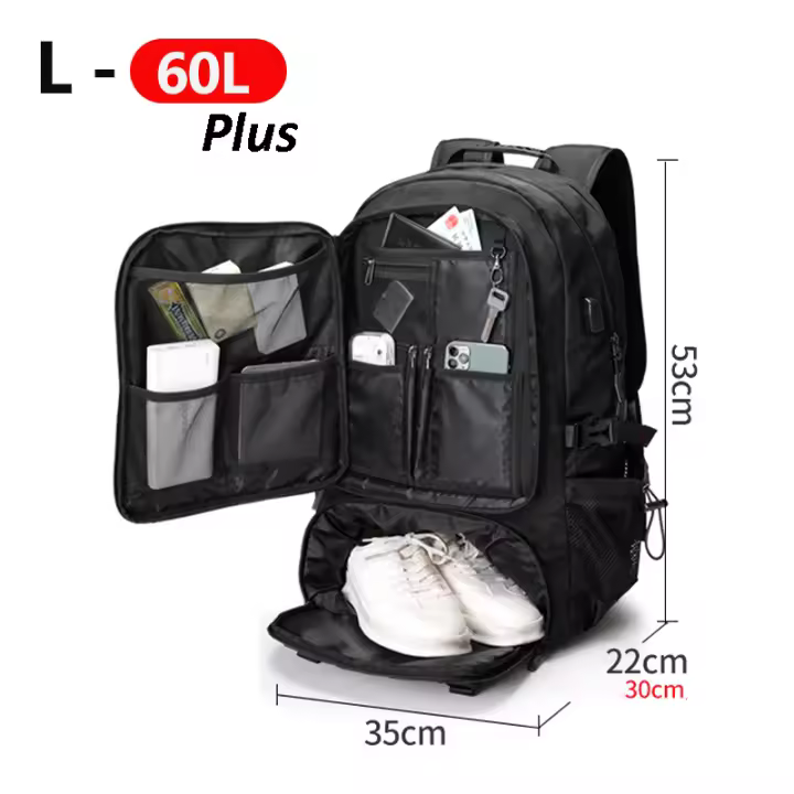 Mochila de Viaje para Hombres USB Bolsa Deportiva al Aire Libre para Senderismo y Tabla de Montaña 50L 60L 80L Bolsa de Hombro para Camping y Excursiones - 1