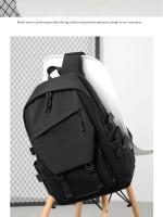 Una mochila de poliéster de 15 pulgadas impermeable de Color sólido Simple para hombres mochila de ordenador para estudiantes de pareja de moda - details 17