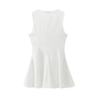 BUNO-Vestidos de fiesta de noche elegantes de primavera para mujer, dobladillo ancho ondulado, lazo decorado, liso, sin mangas, cuello redondo, vestidos de moda - details 7