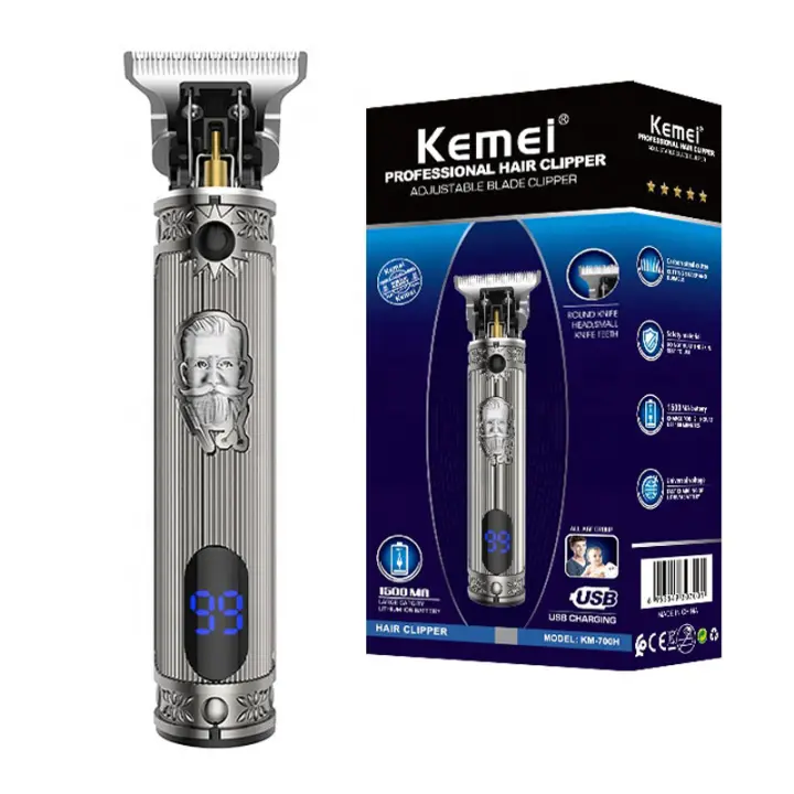 Afeitadora Eléctrica Profesional KMEI Original con Carcasa de Metal Potente para Hombres Set sin Cable para Peluquería Barro de Portátil con Batería Normal - 1