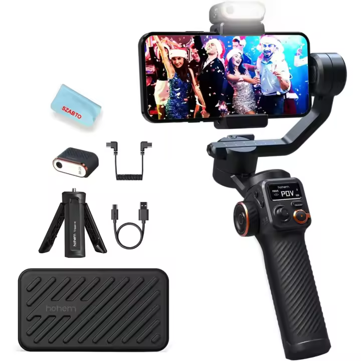 Estabilizador de móvil gimbal de 3 ejes con sensor de visión IA y luz de relleno magnético - 1