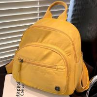 Mochila portátil de nailon para mujer, mochila informal ligera con múltiples bolsillos de Color sólido y asa impermeable - details 12