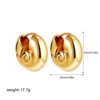 Pendientes De Estilo Geométrico Con Textura De Concha Espiral Grandes En Acero Inoxidable Joyería Impermeable Para Mujer - details 0