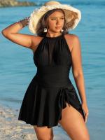 Traje de baño de una pieza con falda para mujer, talla grande, nuevo 2025 - details 0